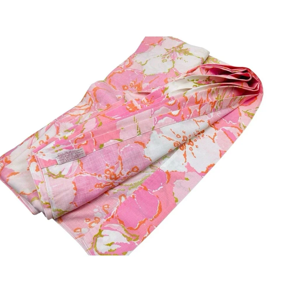 Vintage Cannon Monticello Full Size Flat Sheet Pink Floral 60s Retro Mod Hippie